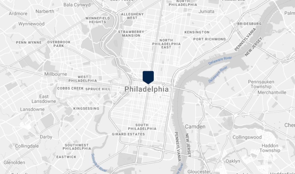Location of office on Philadelphia map